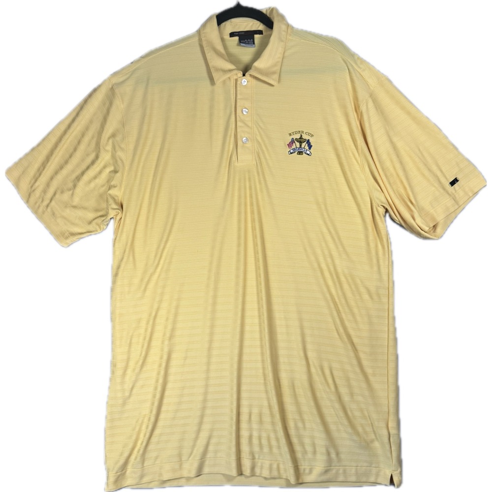 Tiger Woods Collection Nike Polo Shirt Mens XL Yellow Ryder Cup Valhalla